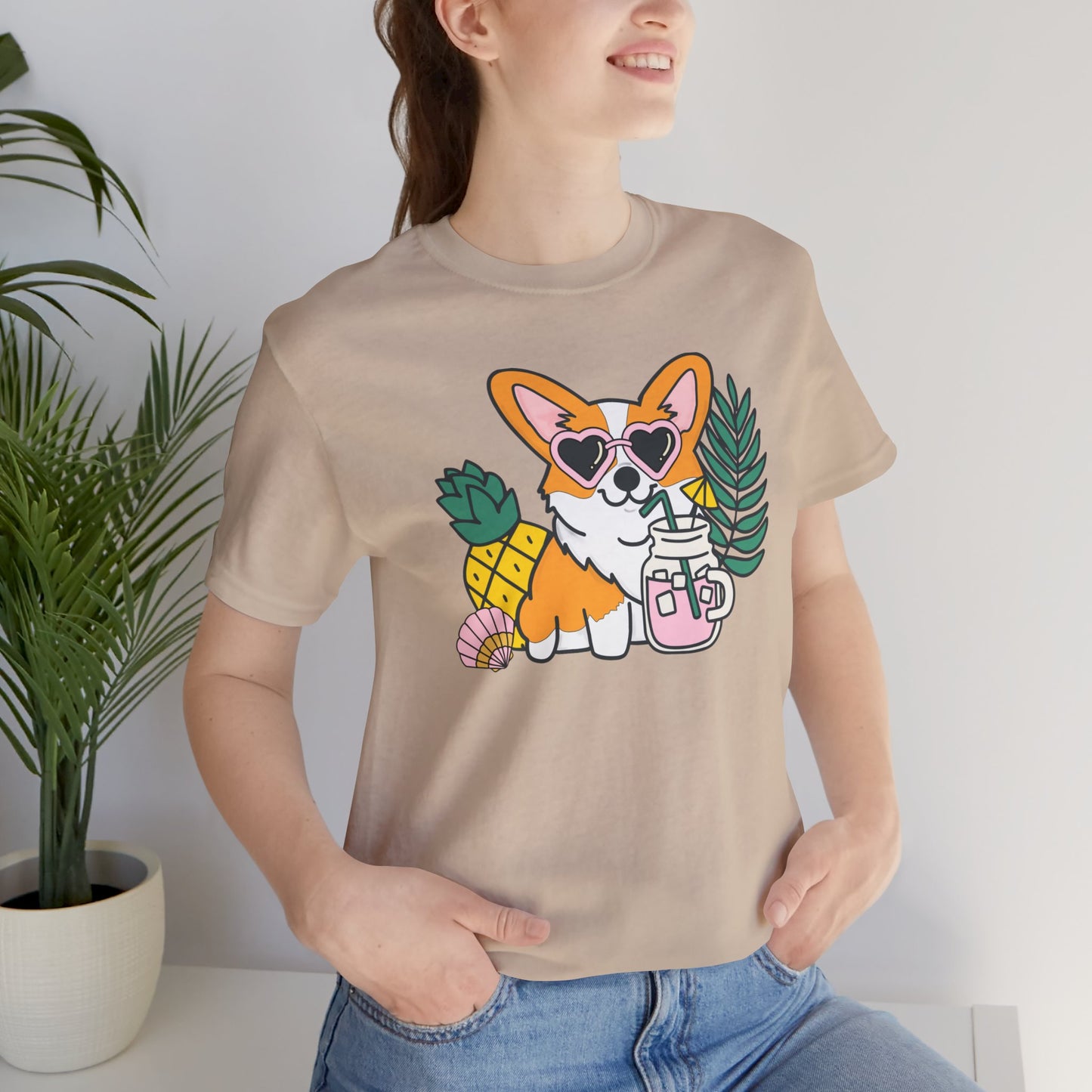 Summer Corgi Unisex Graphic Tee | Ladies Summer Break Tee | Beach Dog T-Shirt | Corgi Lover Gift | Pool Party Shirt | Womens Corgi Shirt