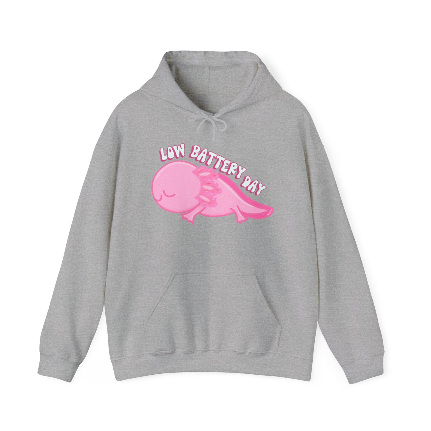 Low Battery Day Sleepy Axolotl Hoodie Sweatshirt - Cozy Hooded Pullover- Axolotl Lovers Gift - Lazy Day Attire"