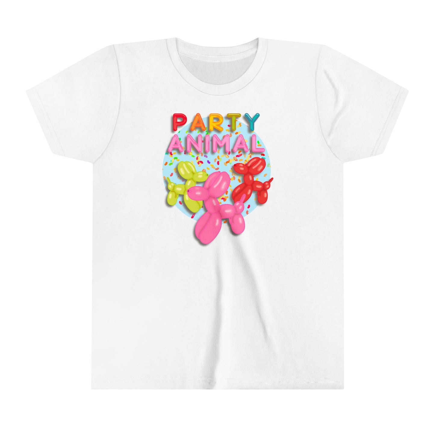 Kids Party Animal Balloon Birthday Graphic Tee - Fun Celebration Shirt for Children, Cute Animal Balloon Design, Birthday Gift Shirt