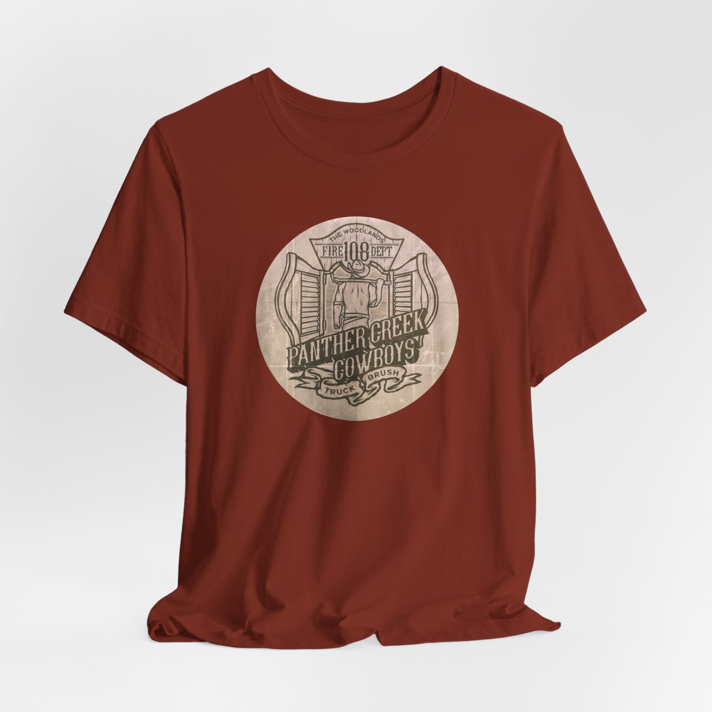 Panther Creek Cowboys Fire Station 108 Sketch Style Graphic Tee